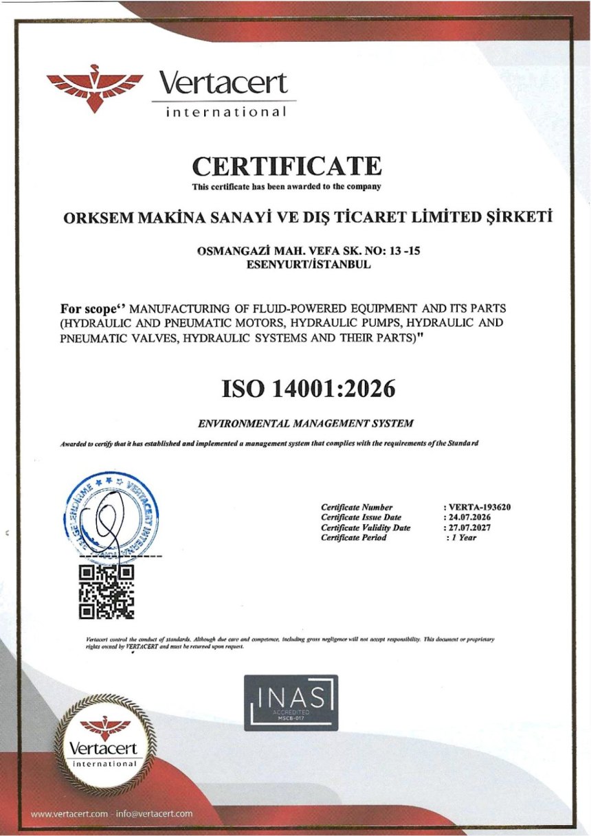 ISO 14001 Environmental Management System certificate